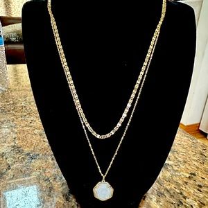 Kendra Scott necklace- brand new- gold with druzy stone